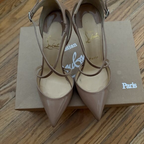 Christian Louboutin Cross Blake Patent Leather Pump Stiletto NUDE - Picture 3 of 8